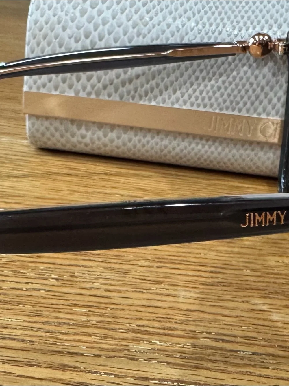 Jimmy Choo peared gray Sunglasses with Cream Textured Case